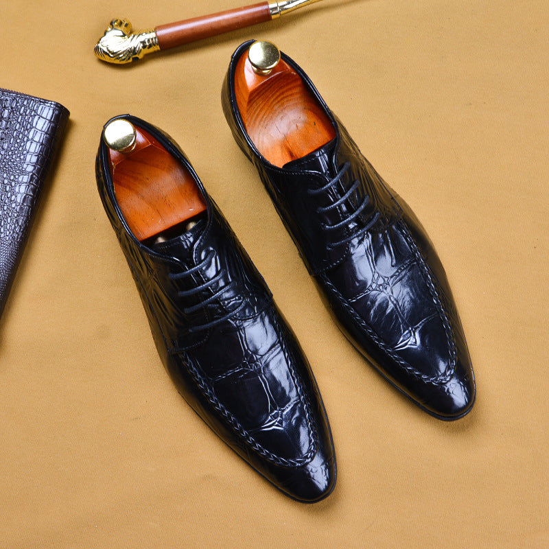 Men's Korean-style Alligator Pattern Leather Shoes – Bellezzay