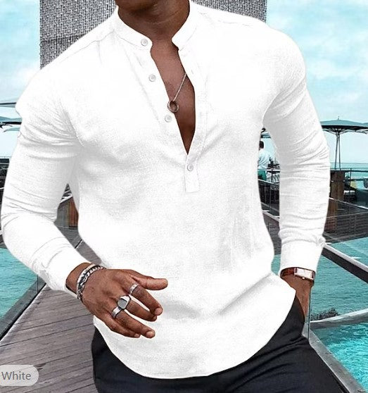 Casual Long Sleeve Cotton Linen Shirt – Bellezzay